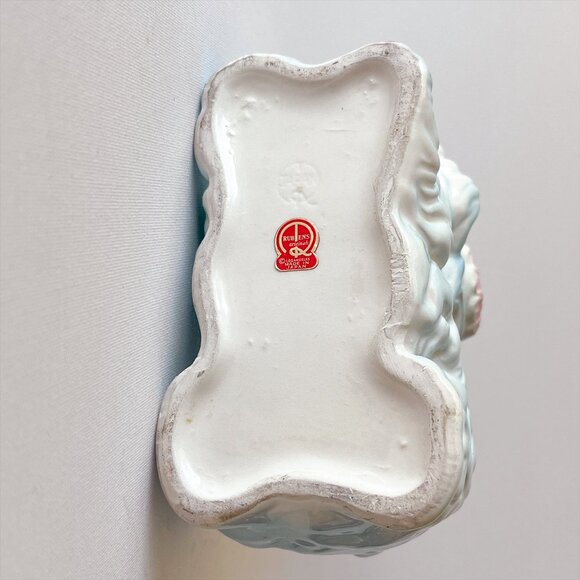 Vintage Rubens Originals Anthropomorphic Puppy Dog Planter w/ Pink Flower Rare - Picture 4 of 9